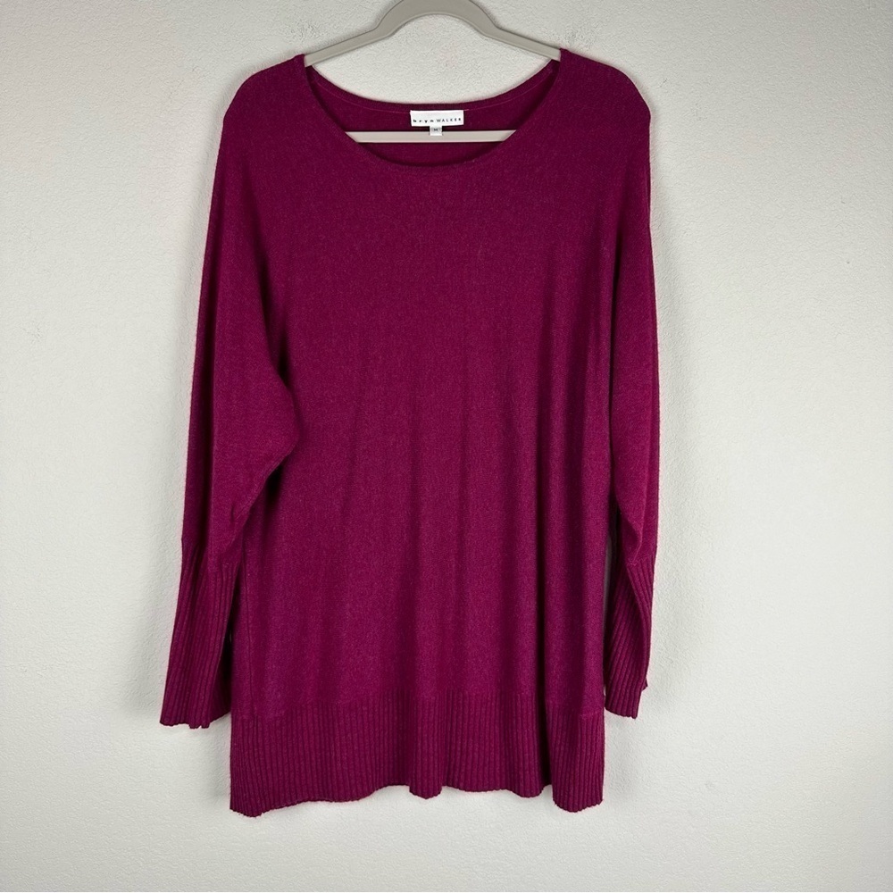 Bryn Walker Pink Purple Lambswool Cashmere Angora Blend Lagenlook Top Top Medium